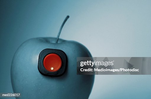 Apple with a button Apple with a button