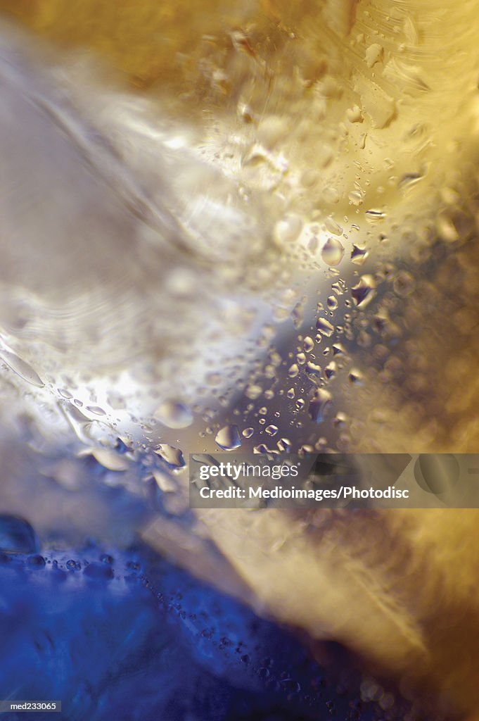 Close-up of water droplets on ice cubes