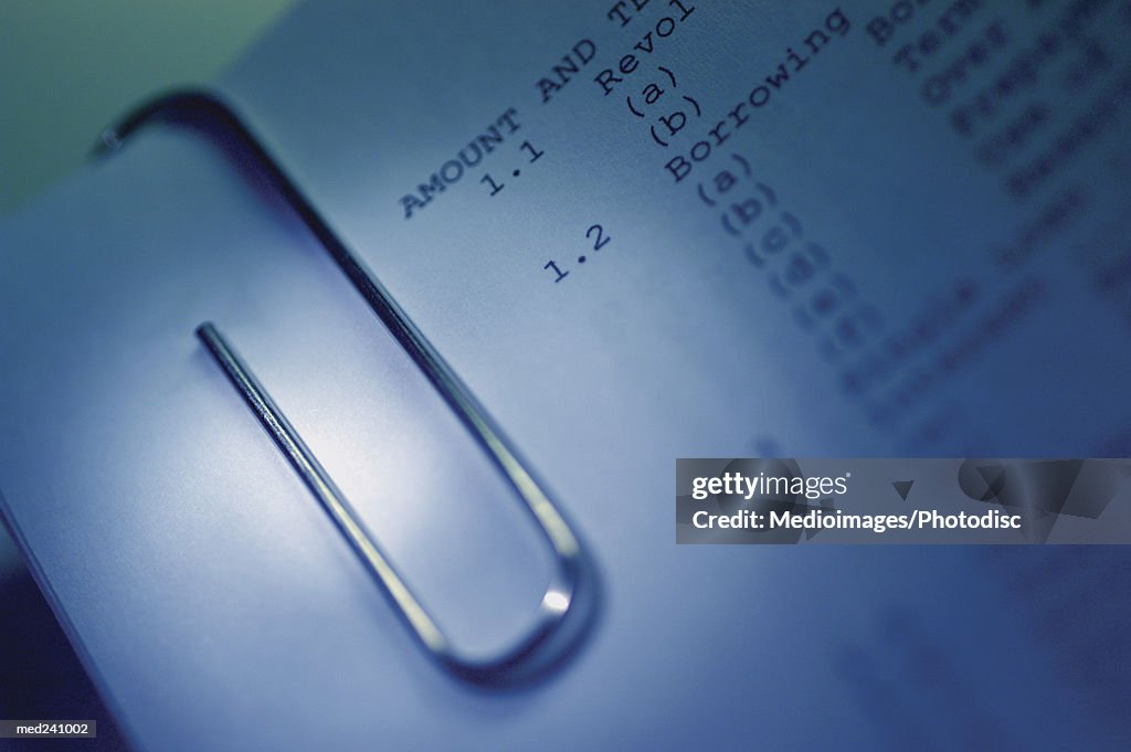 Close-up of a metallic paper clip