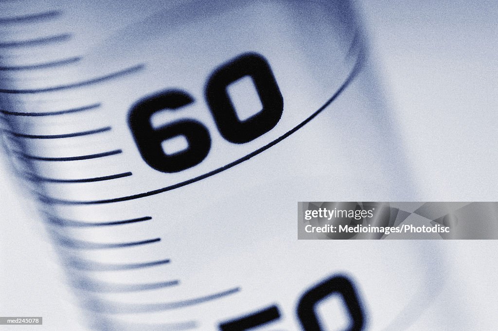Close-up of graduated cylinder