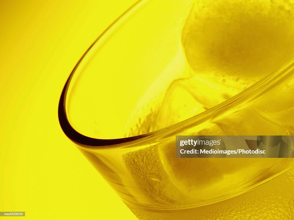 Close-up of a glass of alcohol with ice