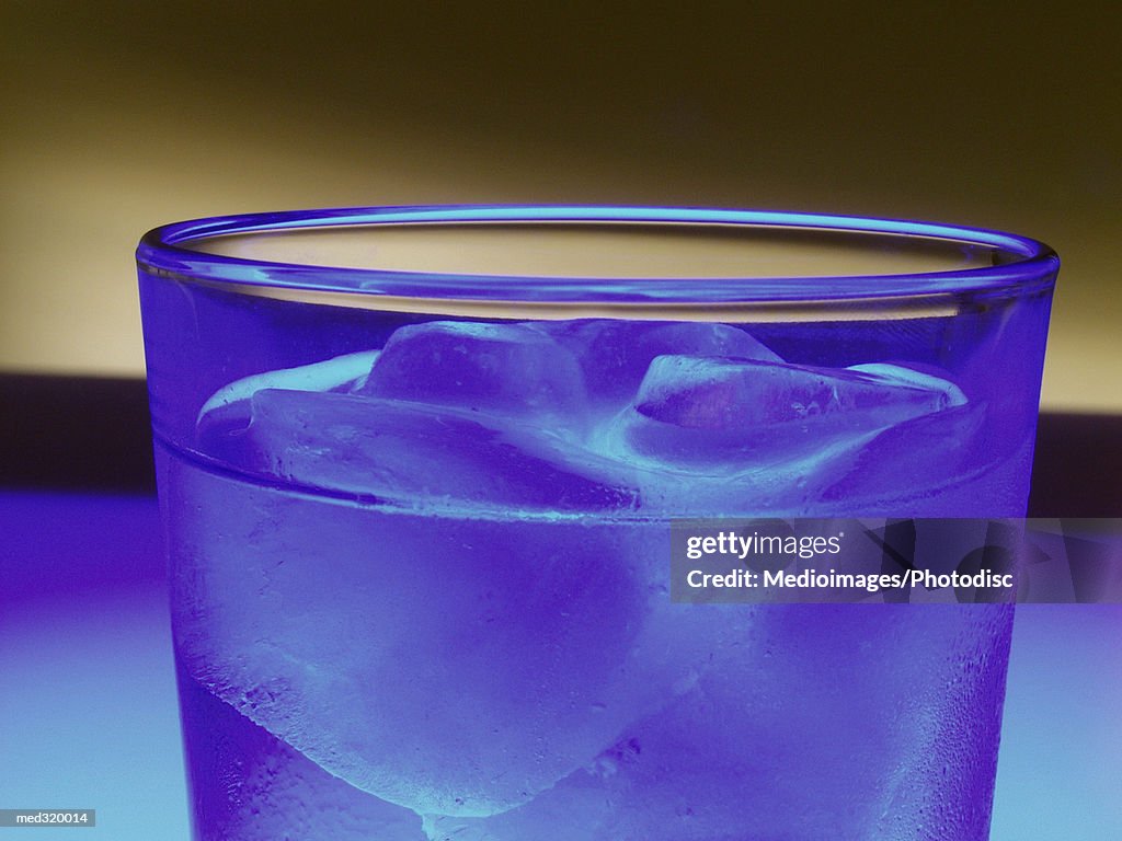 Glass with liquid and ice