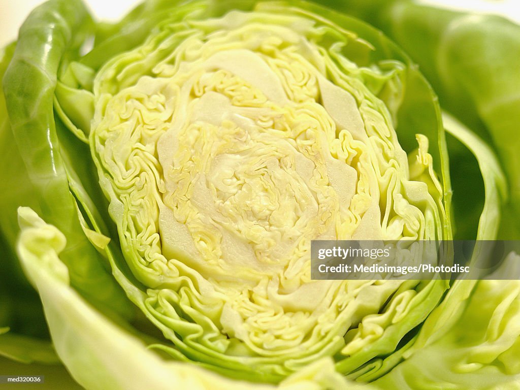 Close-up of a sliced cabbage