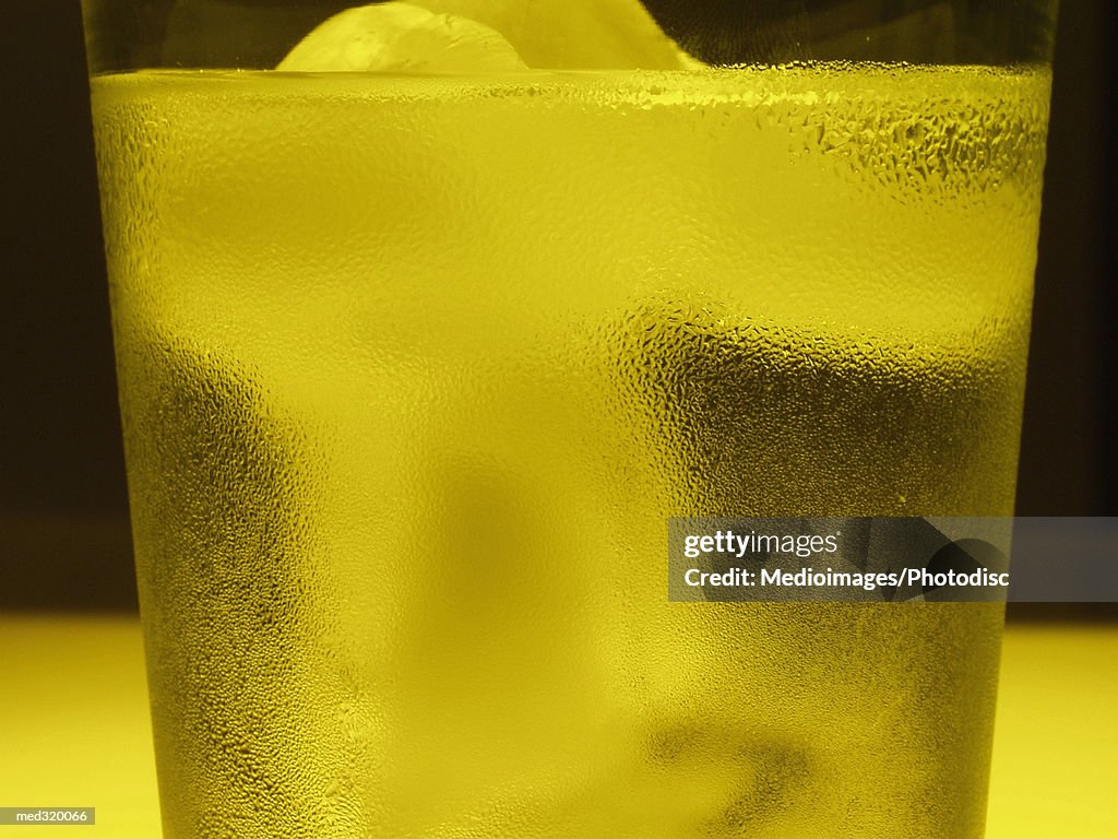 Close-up of a glass of alcohol with ice