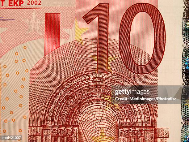 close-up of a euro bank note - 10ユーロ紙幣 ストックフォトと画像