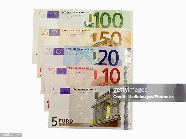 array of euro bank notes - twenty euro note 個照片及圖片檔