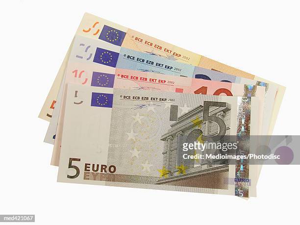 array of euro bank notes - 10ユーロ紙幣 ストックフォトと画像