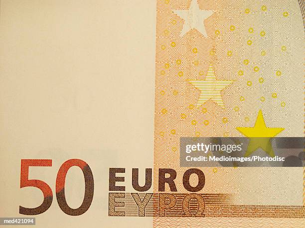 close-up of a euro bank note - 50 euros stock-fotos und bilder