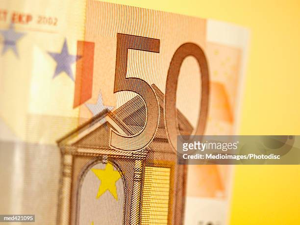 close-up of a euro bank note - 50 euros stock-fotos und bilder