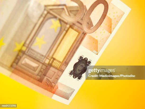 close-up of a euro bank note - 50 euros stock-fotos und bilder