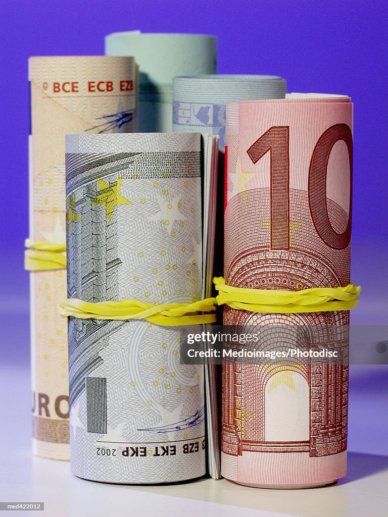 Bank Notes Ribbons Rolls Of Bank Notes Bound With Rubber Bands High-Res Stock Photo ...