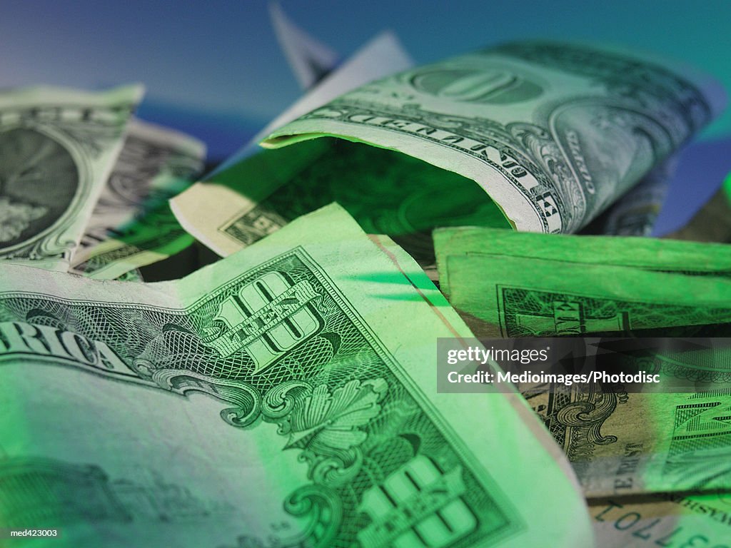 Close-up of American bank notes