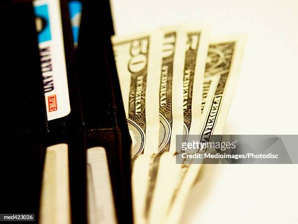 bank notes in a wallet - fan shape stock pictures, royalty-free photos & images