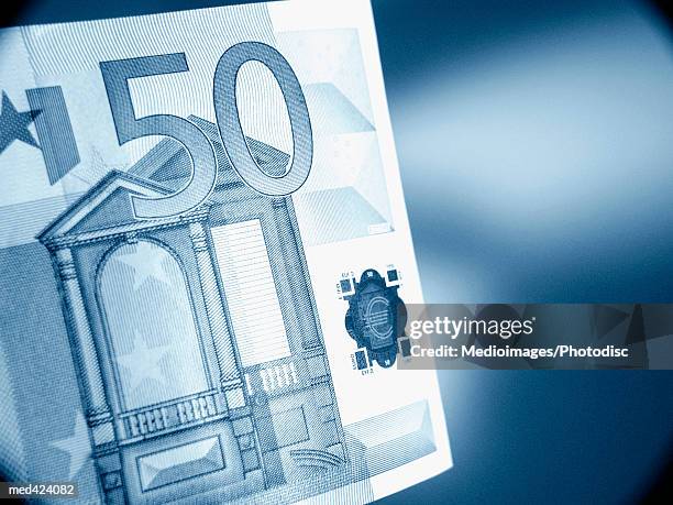 close-up of a euro bank note - 50 euros stock-fotos und bilder