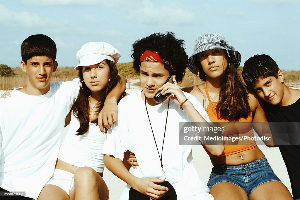 Portrait of a group of teenagers sitting together