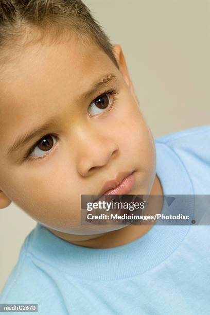 portrait of six year old boy, close-up, tilt - year on year stock pictures, royalty-free photos & images