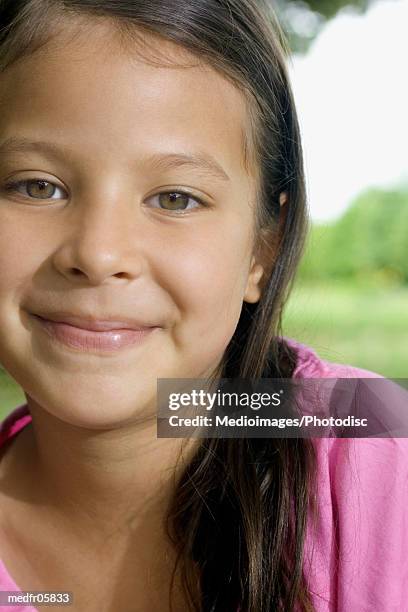 portrait of 7 year old girl, close-up - year on year stock pictures, royalty-free photos & images