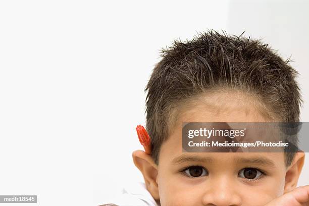 half of the face of a four year old boy, close-up - federation of new yorks music visionary of the year award luncheon stockfoto's en -beelden