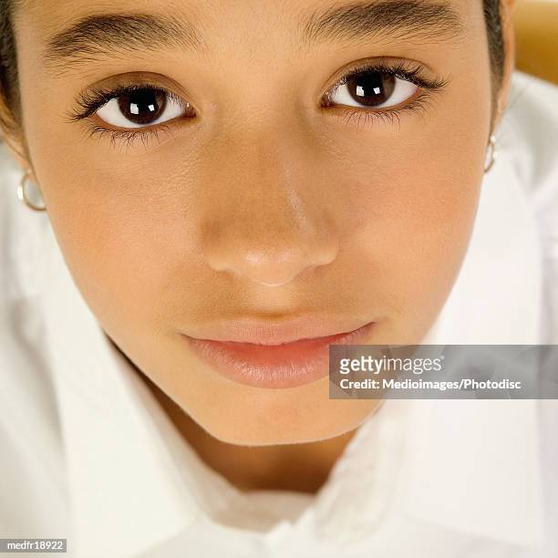 extreme close-up of twelve year old girl - federation of new yorks music visionary of the year award luncheon stockfoto's en -beelden