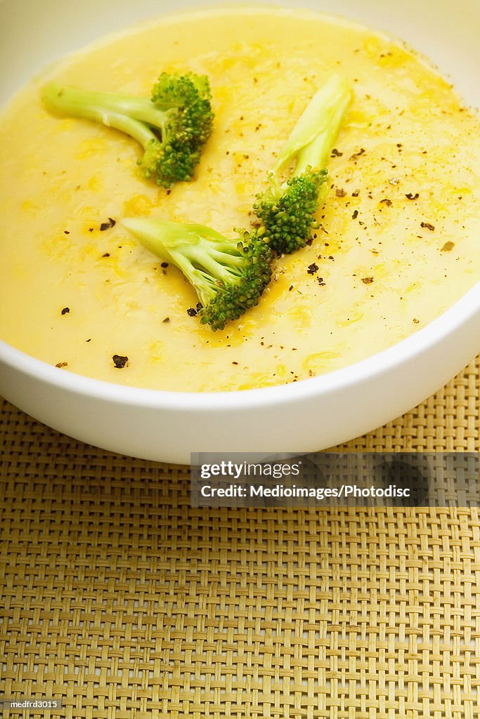 Bowl of broccoli soup, close-up