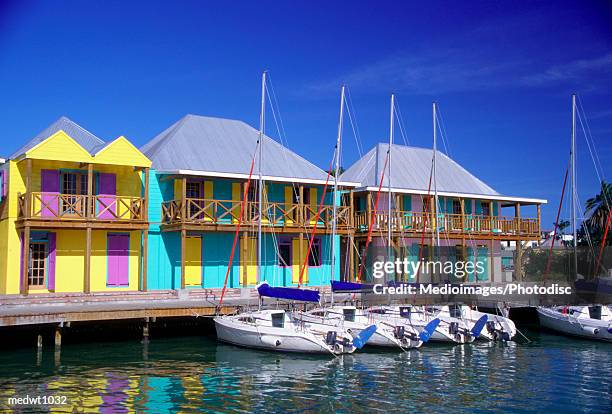 heritage quay shopping district, st johns, antigua - st. john stock pictures, royalty-free photos & images