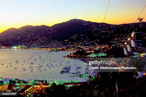sunset view of charlotte amalie from paradise point, st. thomas, u.s. virgin islands, caribbean - antonin scalias body lies in repose in great hall of u s supreme court stockfoto's en -beelden