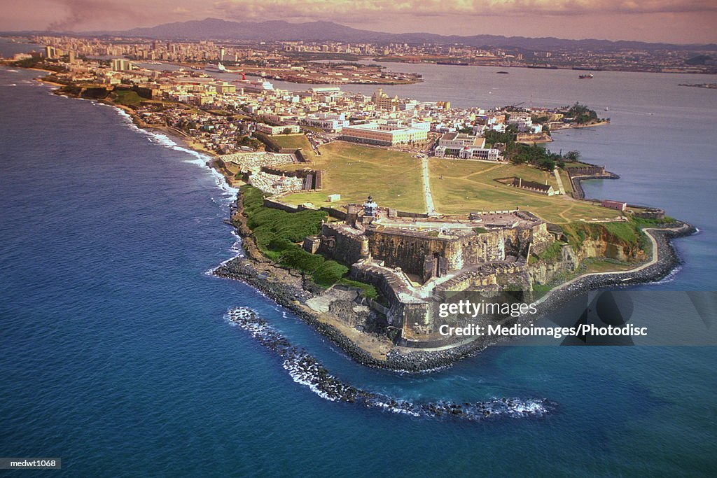 Aerial view of San Felipe Fort in San Juan, Puerto Rico