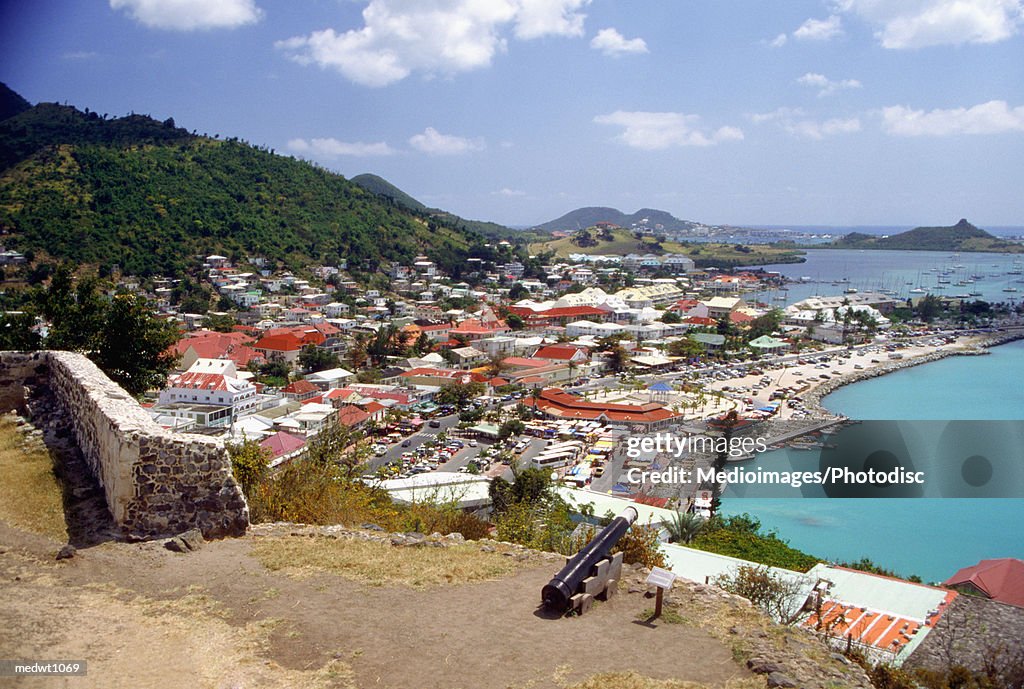 View of Marigot Bay from St. Louis Fort, Saint Martin, Caribbean