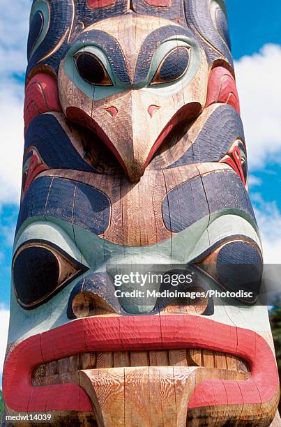 close-up of totem pole in sitka, alaska, usa - travel14 stock pictures, royalty-free photos & images