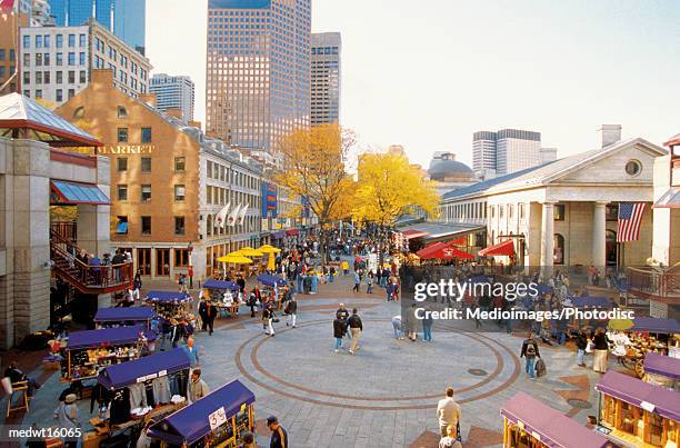 quincy market in boston, massachusetts, usa - boston fern stock-fotos und bilder