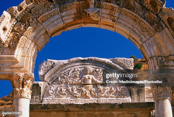 detail of temple of hadrian, ephesus, turkey, close-up - eastern european culture stock pictures, royalty-free photos & images