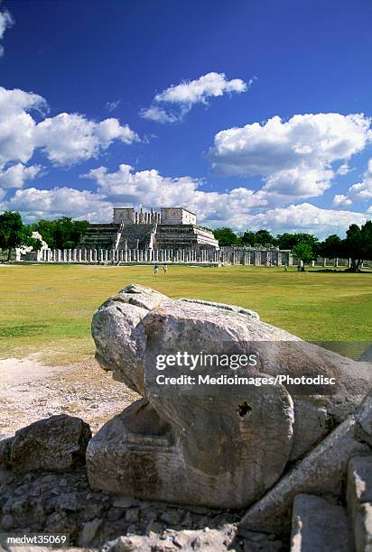 mexico, yucatan, peninsula, chichen itza, temple of the warrior complex, mayan ruins - tierfigur stock-fotos und bilder