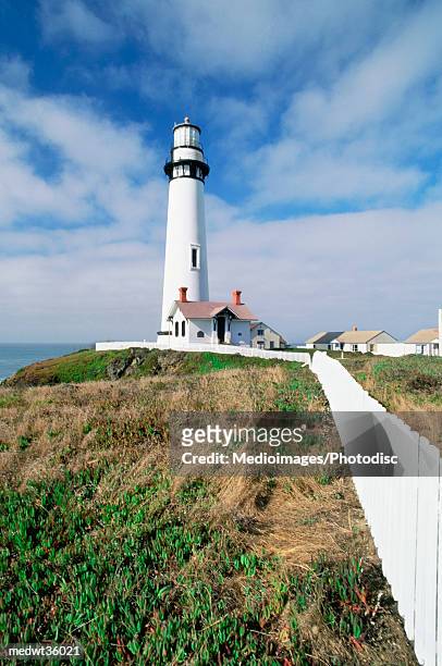 usa, california, pigeon point lighthouse, highway 1, low angle view of the light house - pescadero stock pictures, royalty-free photos & images