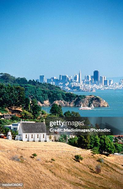 usa, california, marin county, tiburon, high angle view of a coastline - travel16 ストックフォトと画像