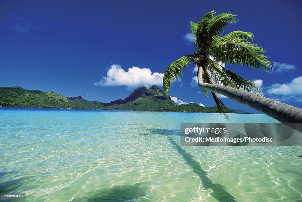 Faanui Bay, as seen from beach on Bora Bora, French Polynesia