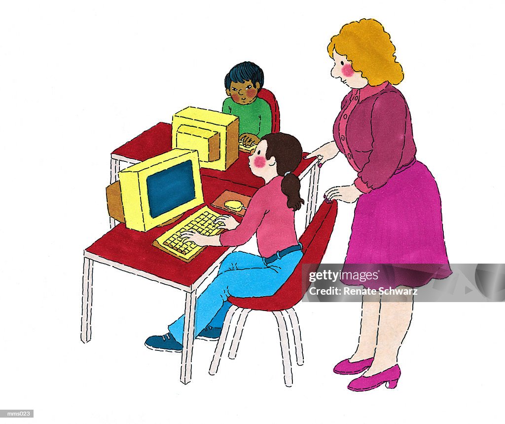 Student Using Computer Illustration Students Using Computers High-Res Vector Graphic - Getty Images