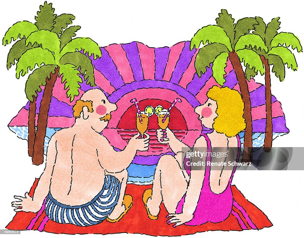 Mr. & Mrs. Toasting the Sunset