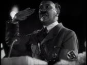 1930s MONTAGE Hitler giving animated speeches and Nazi salute /... Film ...