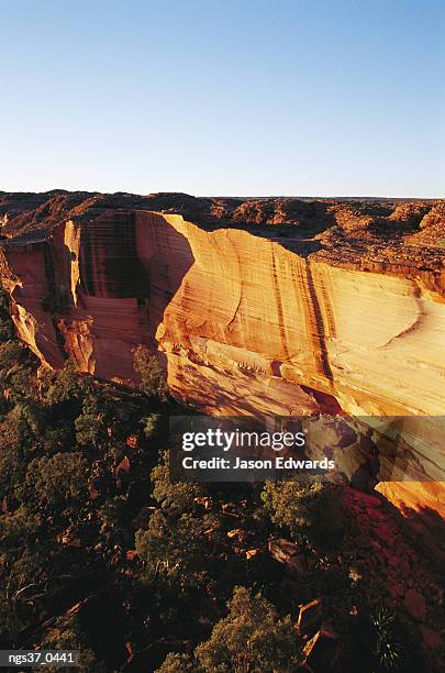 kings canyon, watarrka national park, northern territory, australia. sandstone gorge at kings canyon at sunset. - kings canyon australia stock pictures, royalty-free photos & images