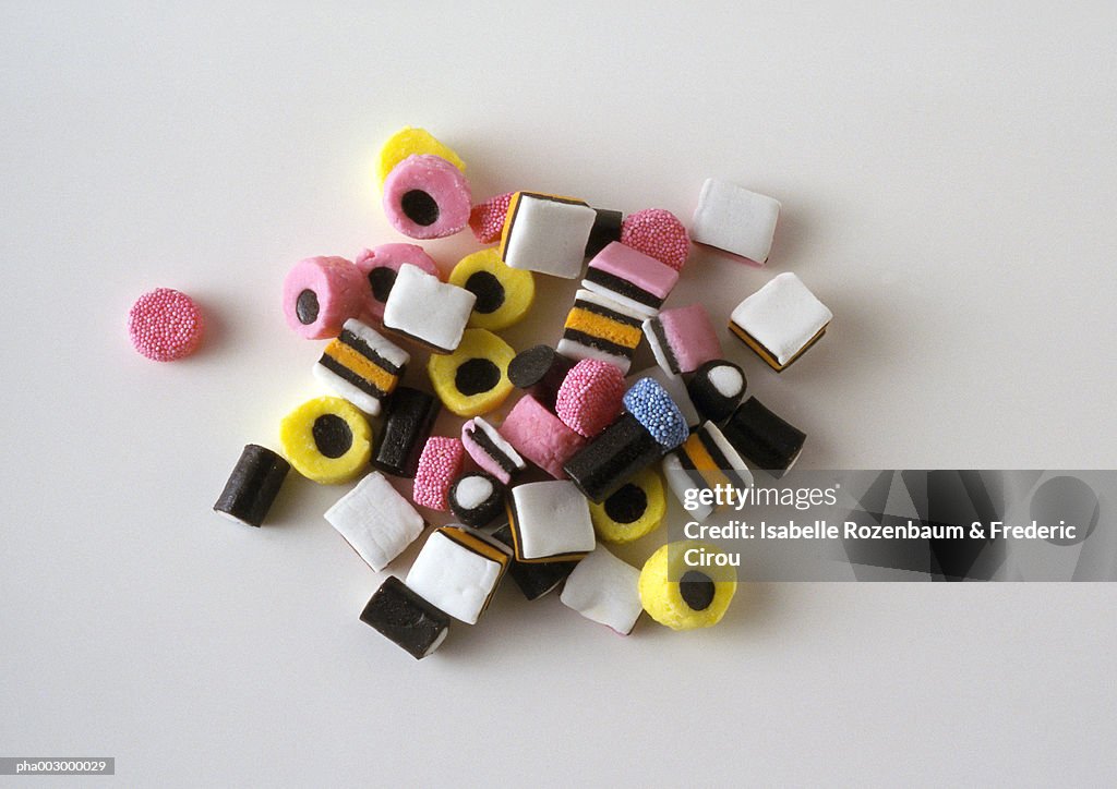 Heap of candy seen from above