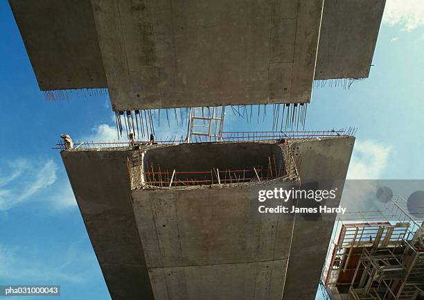 bridge under construction, view from below - bridge built structure stock pictures, royalty-free photos & images