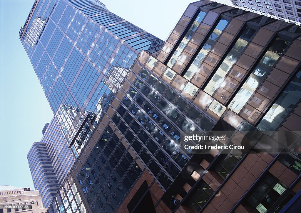 United States, New York, skyscraper, low angle view