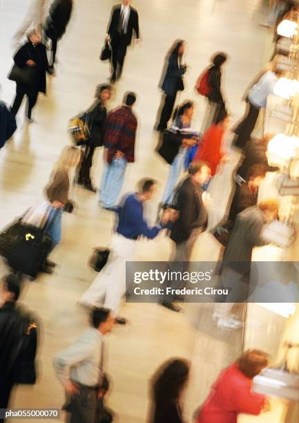 people waiting in front of ticket counters, high angle view - intersected stock pictures, royalty-free photos & images