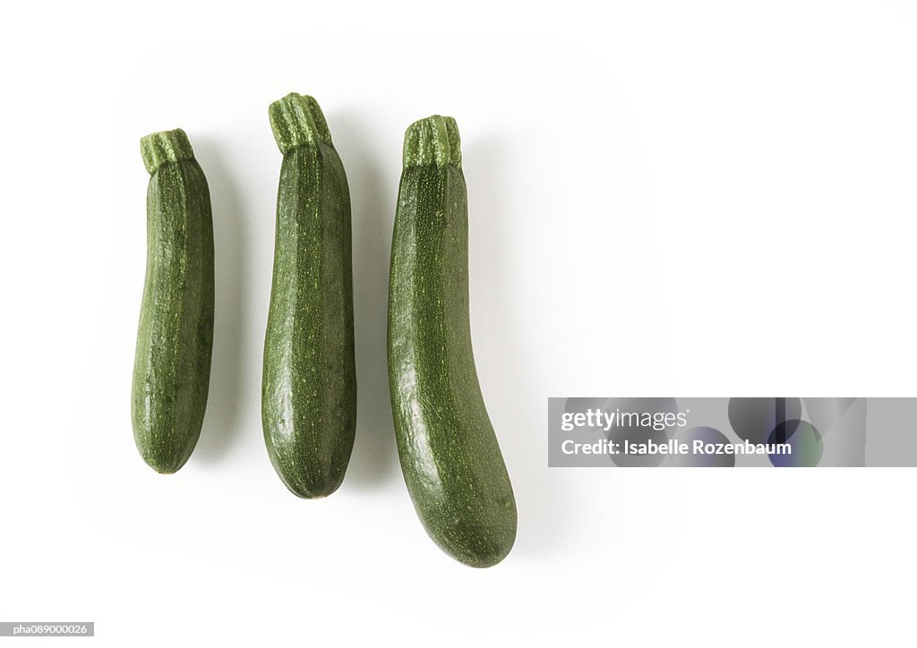 Three zucchini, full length