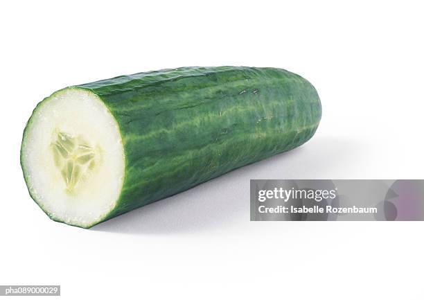 cucumber cut in half, close-up - cucumber stock pictures, royalty-free photos & images