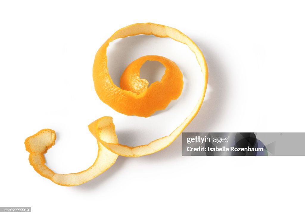Orange peel, white background