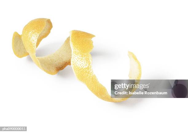 lemon peel, white background - lemon peel foto e immagini stock