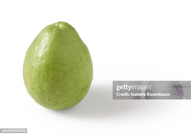 guava, white background - guava fruit stock-fotos und bilder