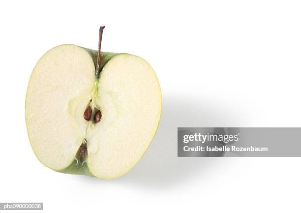 half an apple, white background - apple half stock pictures, royalty-free photos & images