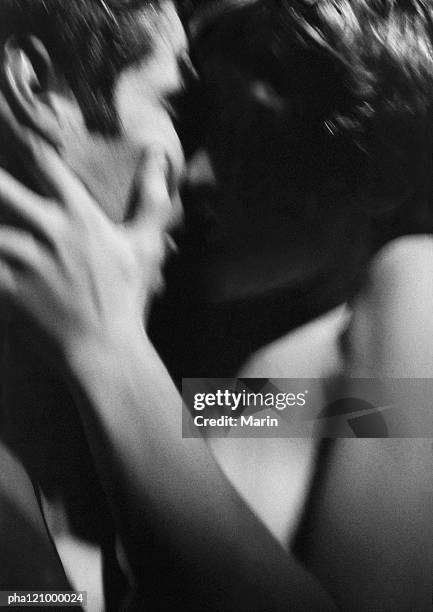 couple hugging, close-up, b&w - sensualidade imagens e fotografias de stock